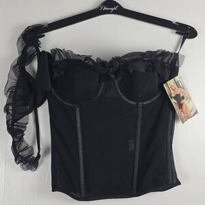 NWT Dreamgirls Ruffled Black Bustier and Panty Set 32